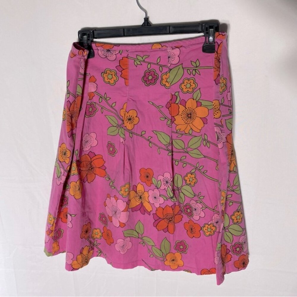 Vintage Y2K Smart Set Pink Orange Floral Pleated Front Skirt 10 - Picture 10 of 12